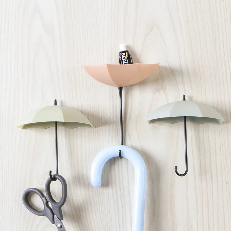Фото 3 шт. крючки в форме зонта для ванной комнаты креативная вешалка ключей домашний
