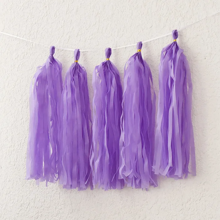 purple paper tassel 5 шт./пакет 14 дюймов ткани Бумага кисточкой фольга гирлянда набор «сделай сам»; Свадебные украшения гирлянды детского дня рождения вечеринка на день рождения из розового золота - Цвет: purple paper tassel