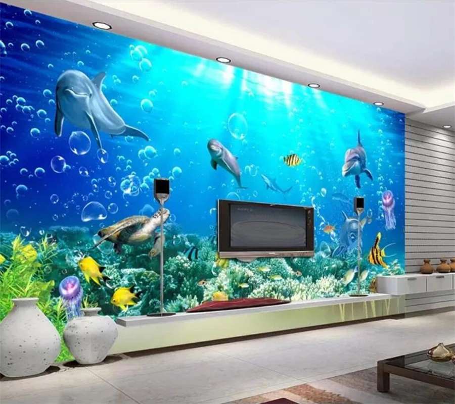 Пользовательские фотообои wellyu 3D фрески эффекты подводный мир|photo wallpaper murals|3d