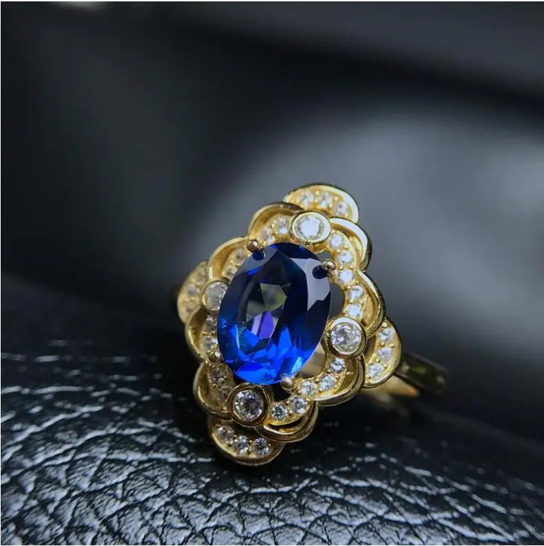 Topaz Ring gem Finger ring Natural real blue topaz 925 sterling silver Wholesales For men or women | Украшения и аксессуары