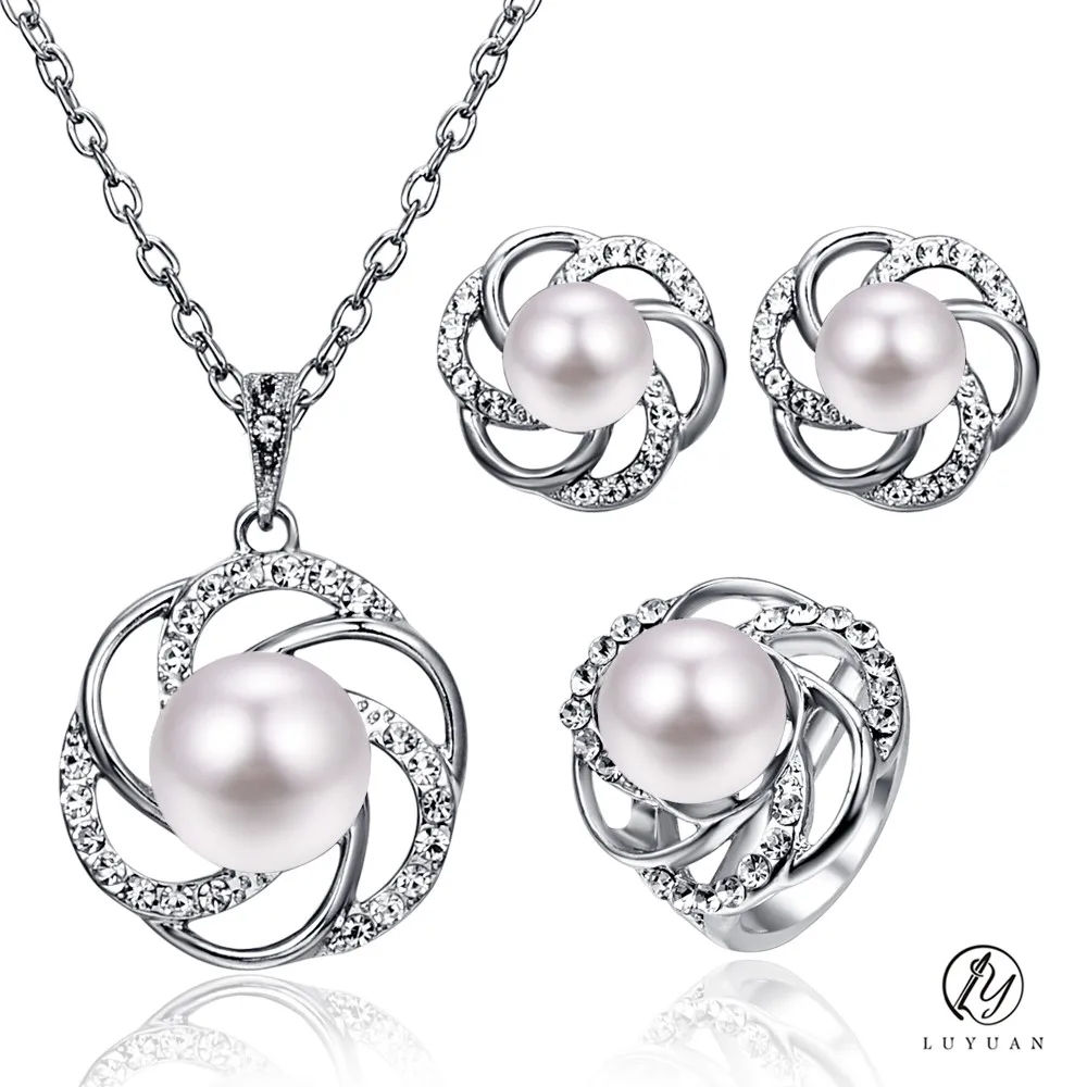 Роскошная подвеска с большой жемчужиной цветочный дизайн свадебные комплекты