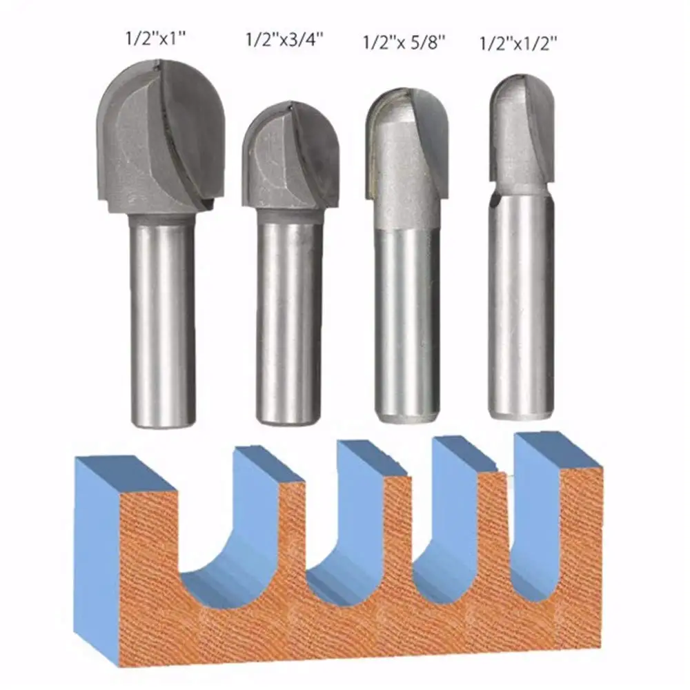 1/2 &quot3/8&quot 5/16 &quot1/4&quot хвостовик ядро коробка мяч круглый нос фрезы 1 дюймов диаметр