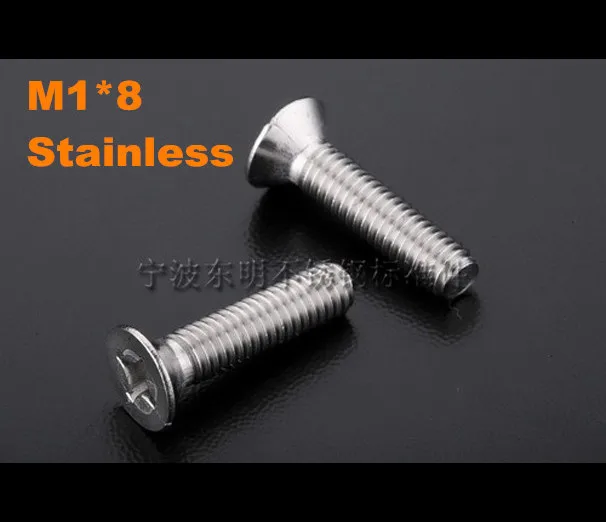 

500pcs/lot M1*8 KM Stainless steel countersunk head philips micro machine screw electronic high precision screw