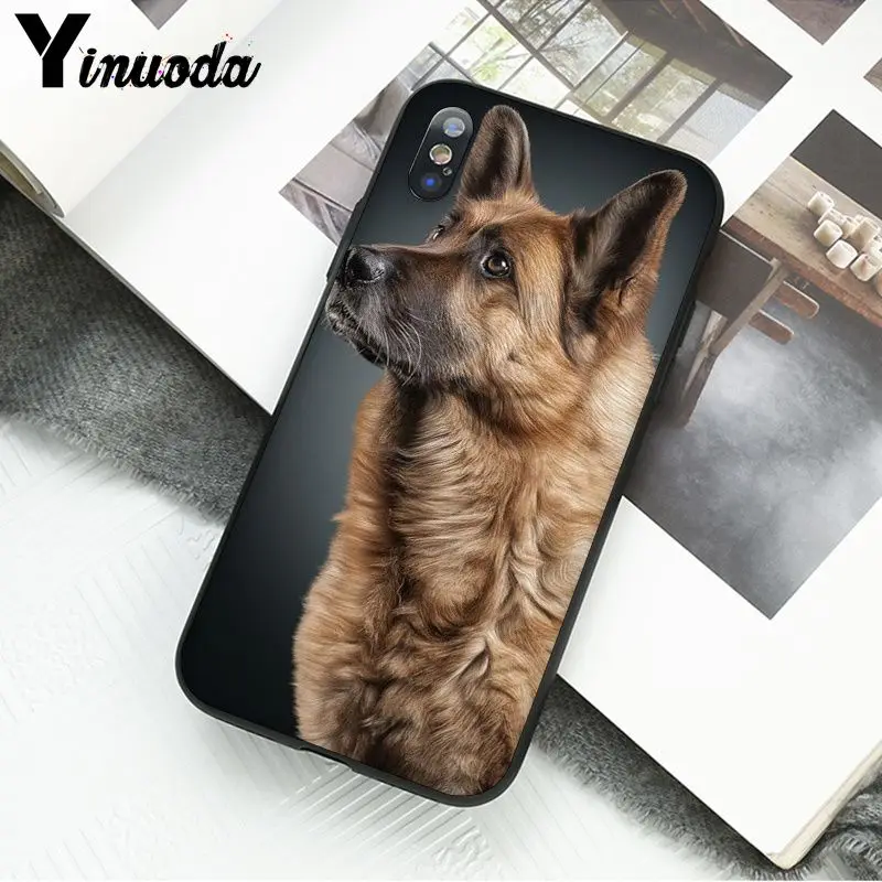 Yinuoda немецкая овчарка Собака Мягкий силиконовый черный чехол для iPhone X XS MAX 6 6S 7 7plus 8 8Plus 5 5S XR
