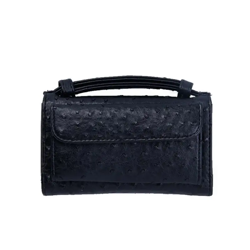 New Style Luxury Handbags For Women Genuine Leather Day Small Clutch One Chain Shoulder Cross-body Bags Crocodile Pattern Purse - Color: Ostrich black