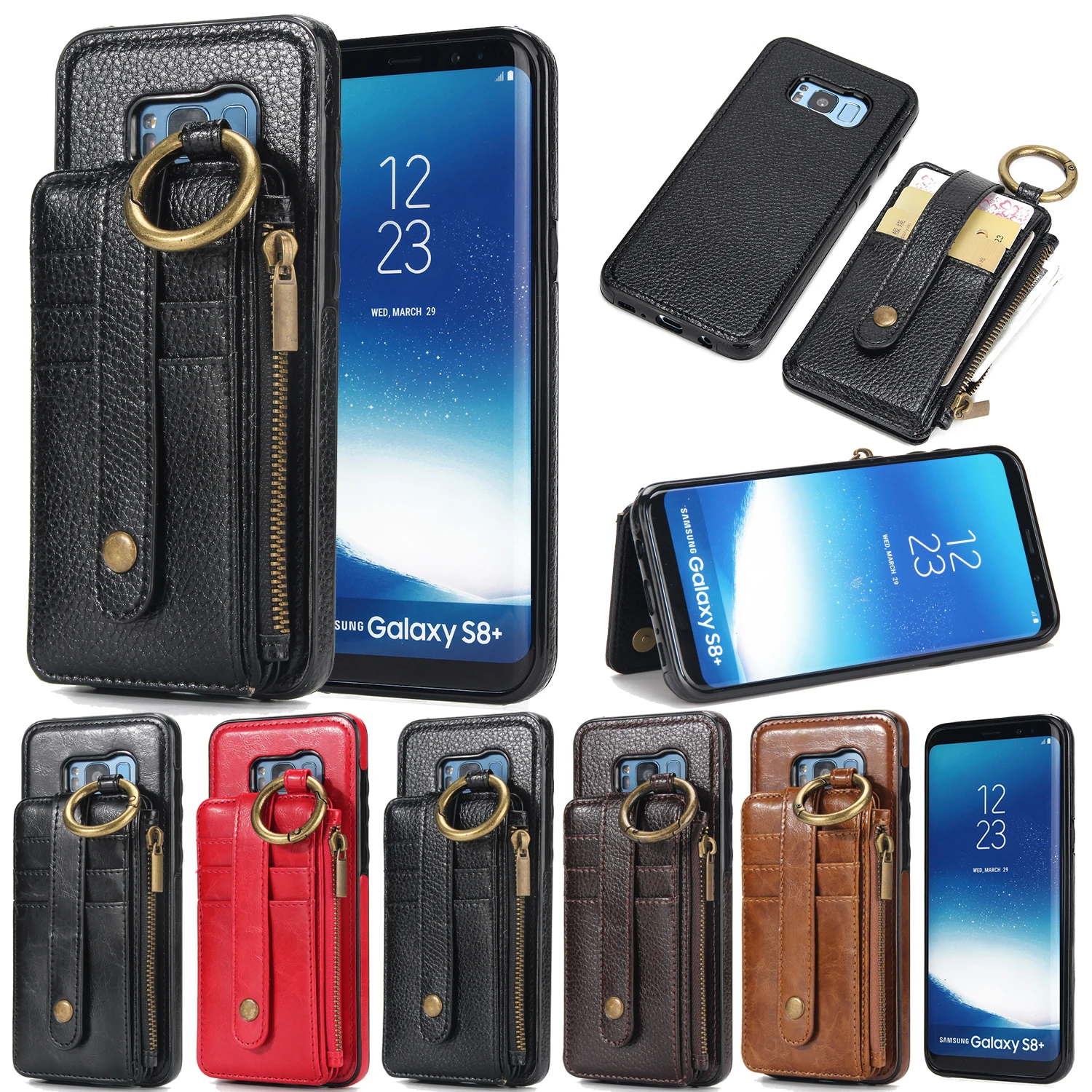 Кожаный чехол-бумажник с откидной крышкой для IPhone X 8 7 6 6S Plus 5 5S SE samsung S8 S7 S6 Litchi