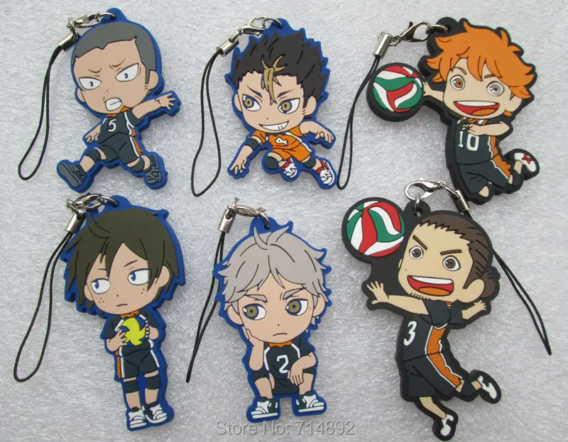 10 комплектов брелоки Haikyuu аниме Хината кагаяма Sawamura Sugawara Tanaka nishioya кулон фигурка ремешок