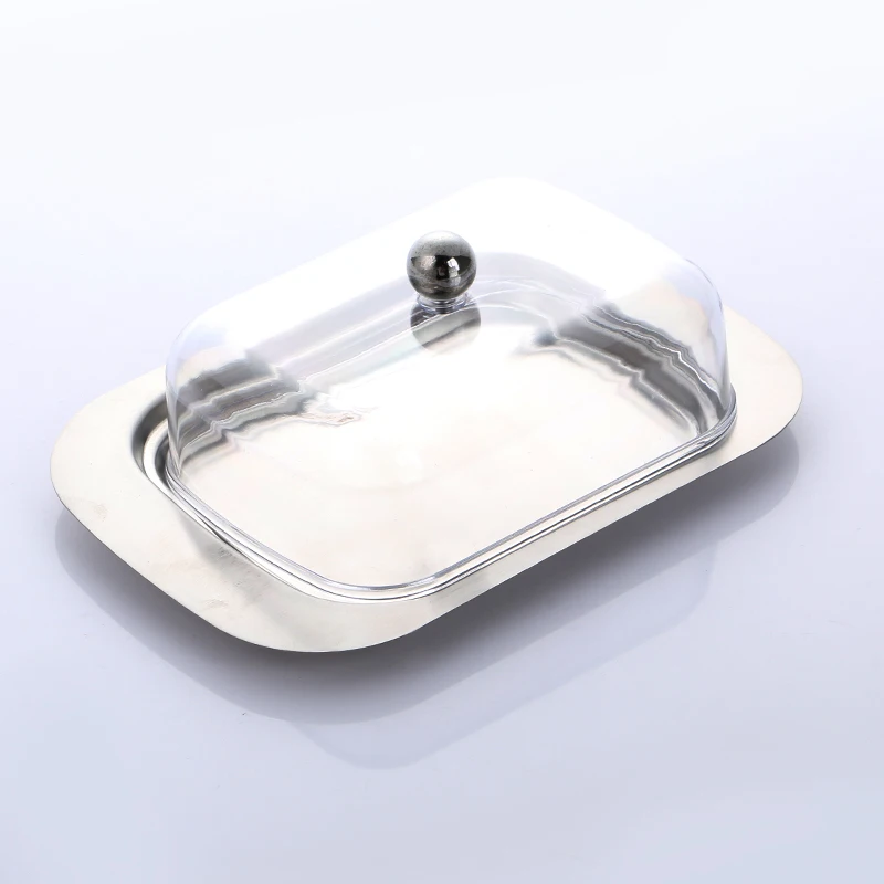 Plastic+Stainless Steel Cream Dishwasher Container Cheese Server Storage Tray With Cover Kitchenware Butter | Дом и сад