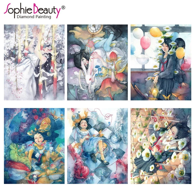 

Sophie Beauty Diy Алмазная картина вышитая крестом ручная работа вышивка набор для спальни красочные классные девушки рукоделие мозаика наборы