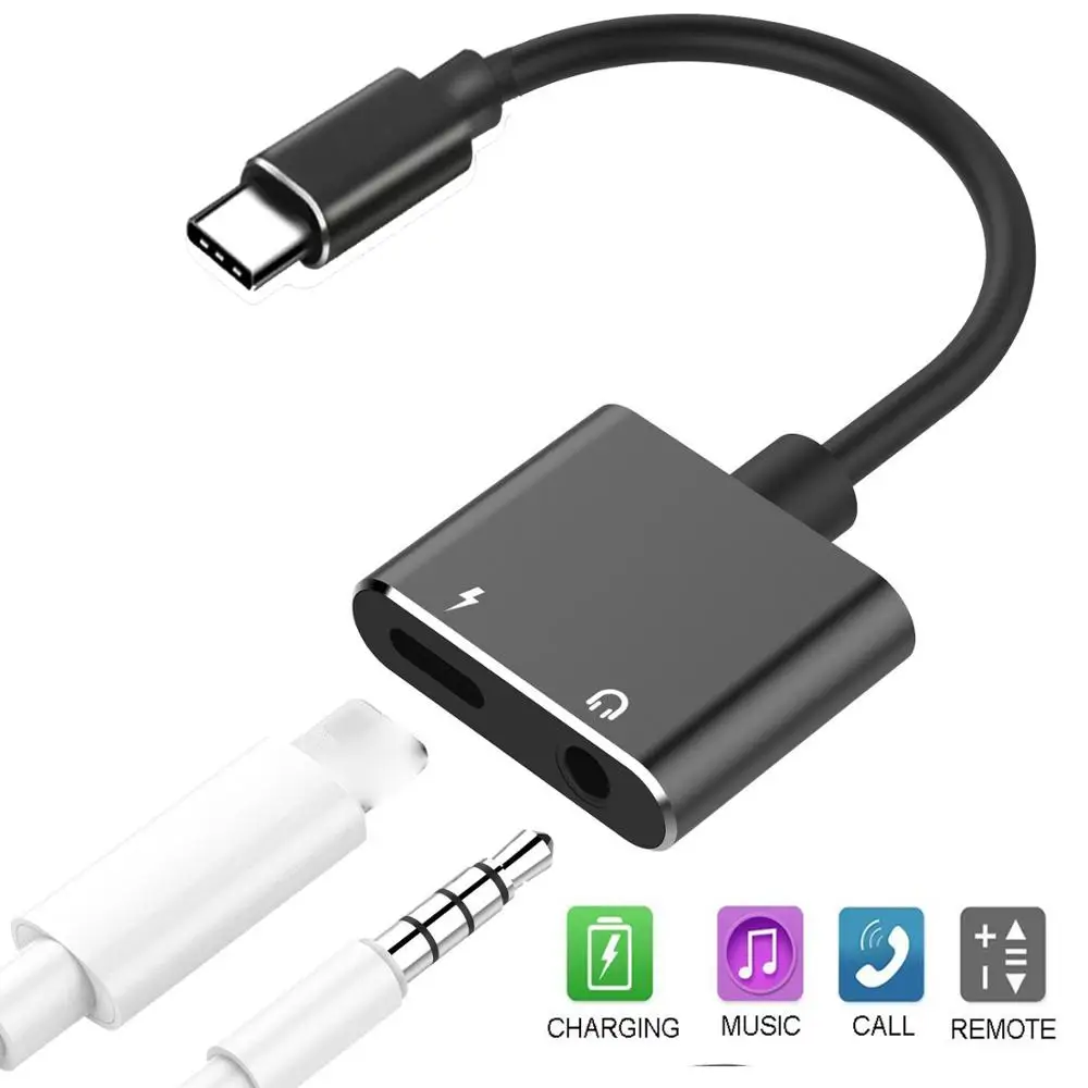 Тип C Aux Аудио Кабель Адаптер USB Type до 3 5 мм Разъем для наушников 2 в 1 Зарядное