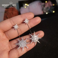 himstory shiny zircon earrings snowflake pendant earrings ladies cubic zircon earrings for women gift