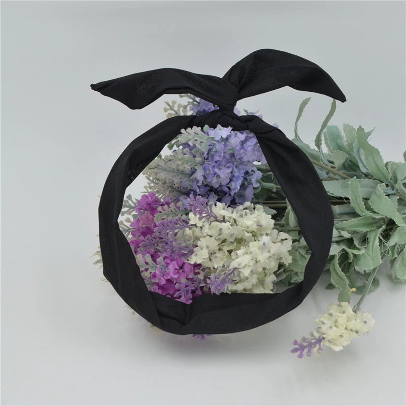 Одна штука бесплатной доставки женский Очаровательный однотонный кролик кролика ушей лента металлический провод оголовье шарф волос головной бандаж бант на.