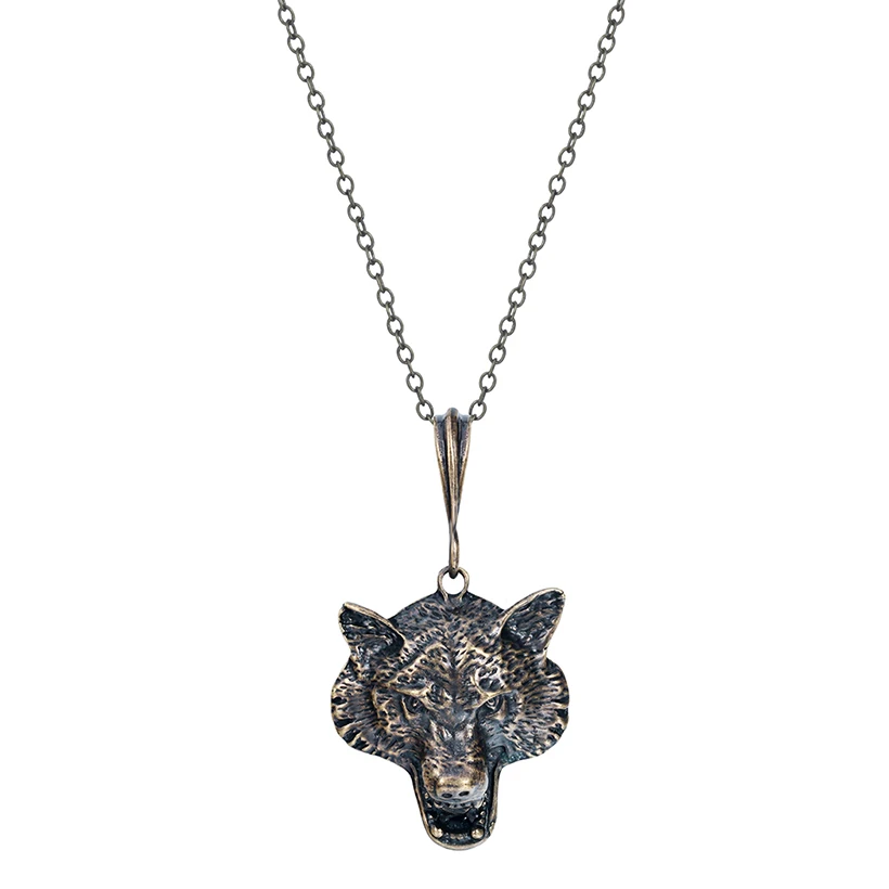 Kinitial 10 шт. ожерелье с кулоном в форме лица волка лиса для девочки длинная цепочка
