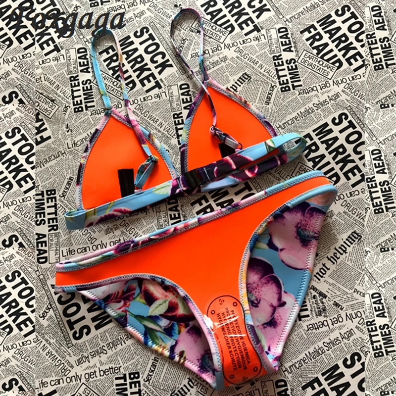 2017 diving sexy bikini two pieces swimwear underwater sports swimsuit floral bathing suit retro biquini FOX1001 |