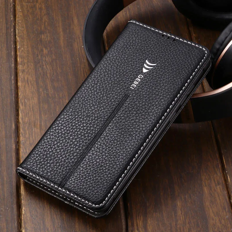 Роскошный брендовый GEBEI кожаный чехол с откидной крышкой для huawei mate 20 10 Pro P30 P20 с функцией подставки - Цвет: Black