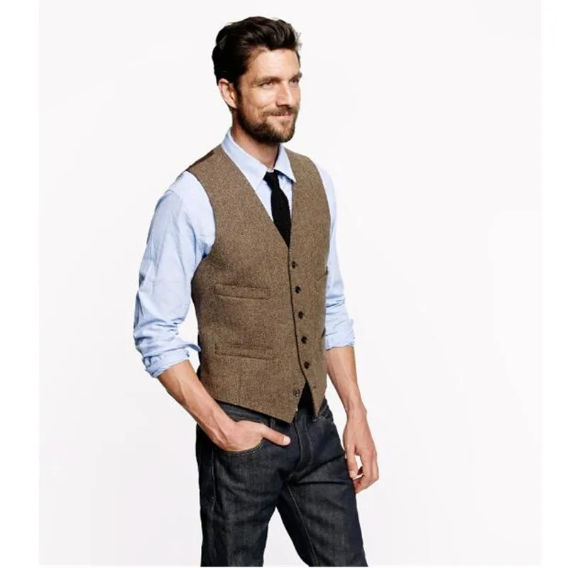 Новый твидовый жилет для мужчин винтажный летний зимний Приталенный жениха