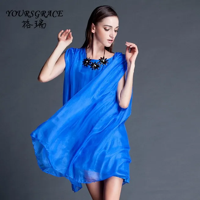 Платье прямой шифон с круглым вырезом Mini без рукавов в весна продукт тары выше