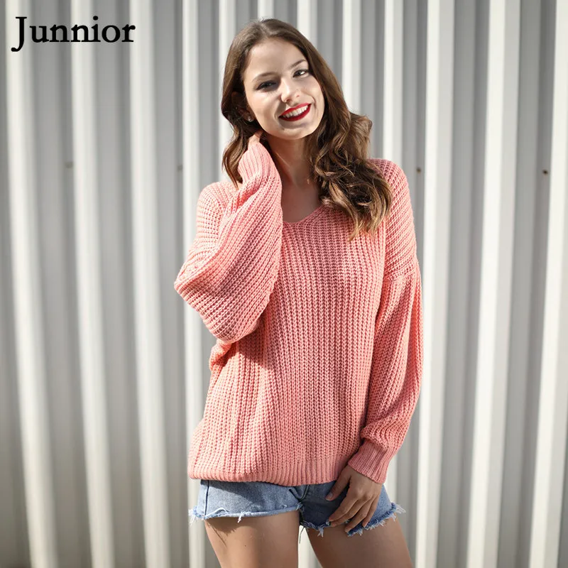 Girls Sweaters 2018 Winter Plus Size Fashion Women Streetwear Sweet V-neck Pullovers Candy Colors Age Reduction Youth | Женская одежда
