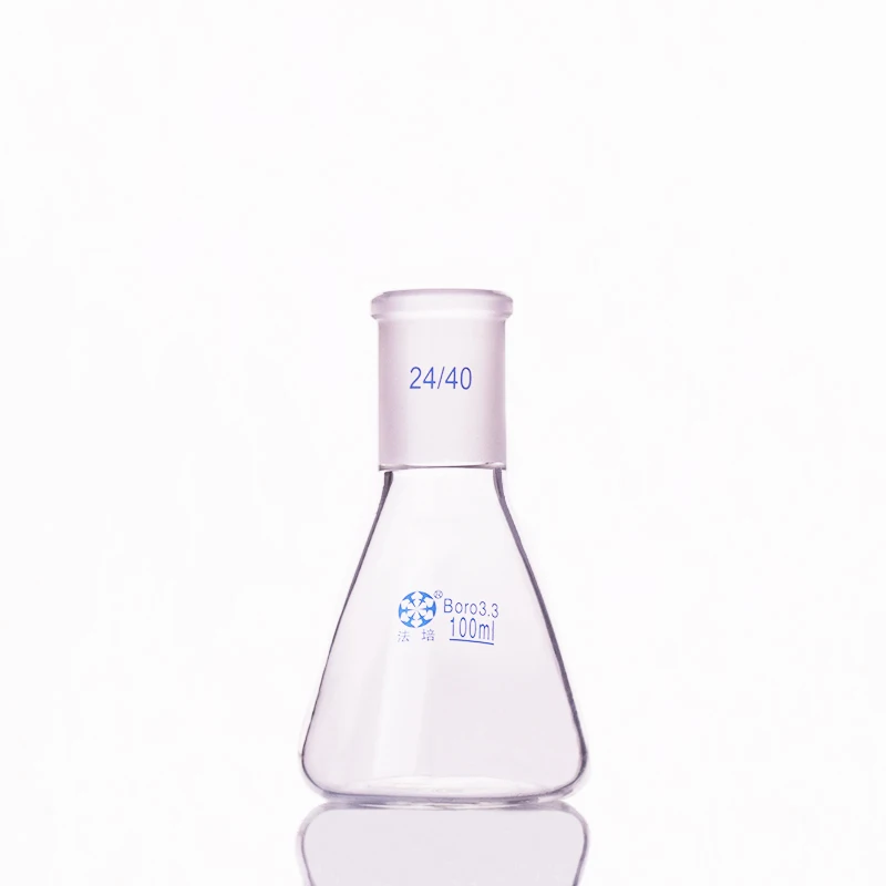 FAPEI Conical flask with standard ground-in mouth,Capacity 100ml,joint 24/40,Erlenmeyer flask with standard ground mouth