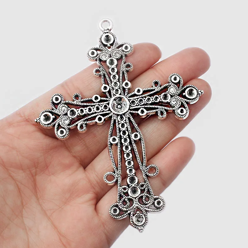 2 шт. подвески цветок крест филигрань кружево ремесло Стразы Подвеска поднос для