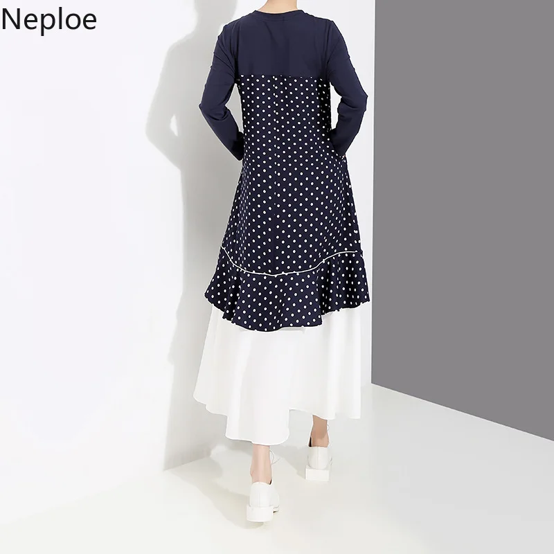 Neploe 2019 весенне-летнее женское платье в горошек с асимметричными оборками стиле