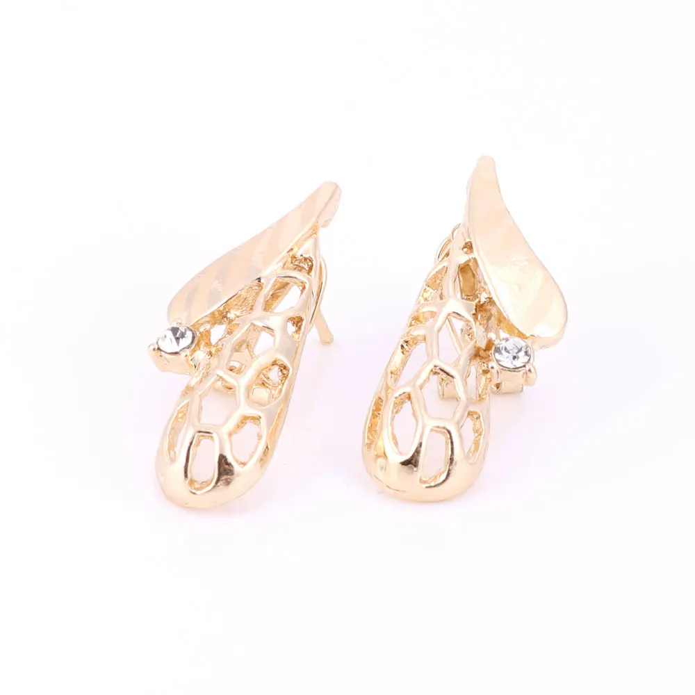 Женские свадебные комплекты ювелирных изделий золотого цвета модное ожерелье с