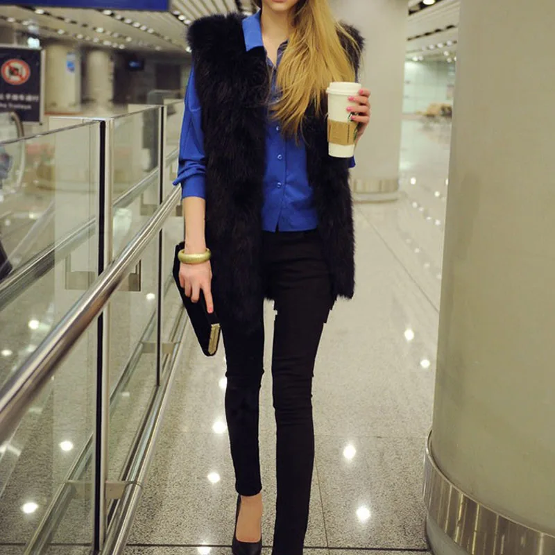 

Fashion Women Faux Fur Vest Winter Keep Warm Coat Vests Coats Gilet Veste Ladies Casual Long Cardigan Waistcoat S-2XL H8