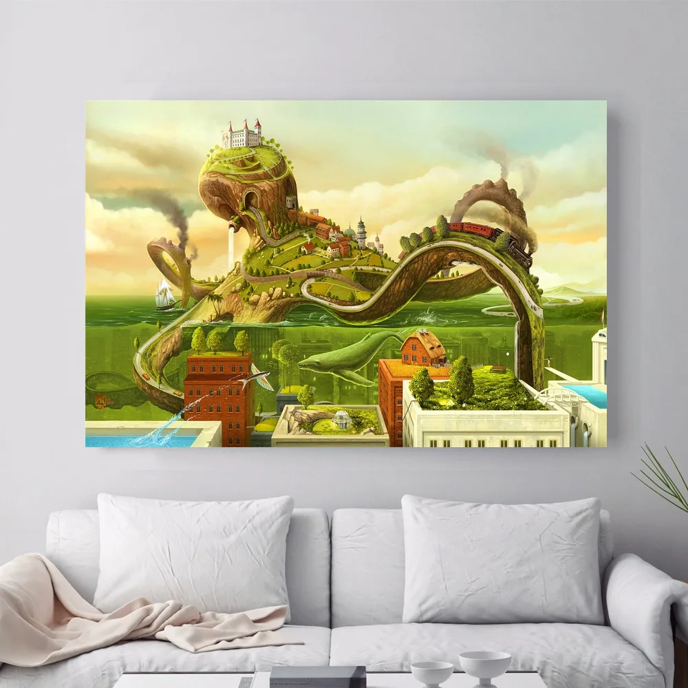 Surreal City шахматы Пляжный набор холст искусство печать постер картина настенные