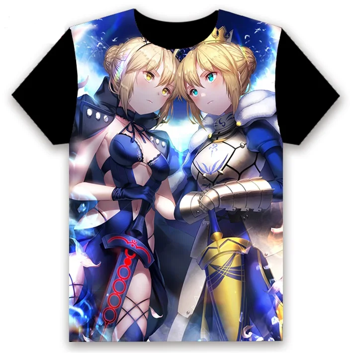 Модная футболка с Аниме игра Fate/stay night FGO Saber Alter Косплей короткий рукав Женская Мужская черная футболка повседневные забавные летние топы - Цвет: 23