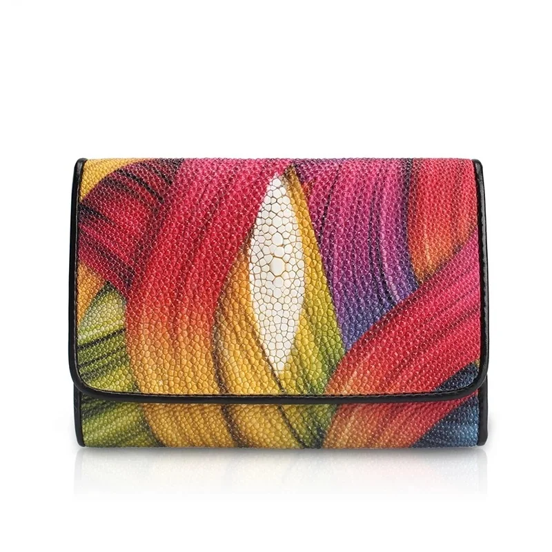 Модный Цветной дизайнерский кошелек из Таиланда с принтом настоящая кожа ската