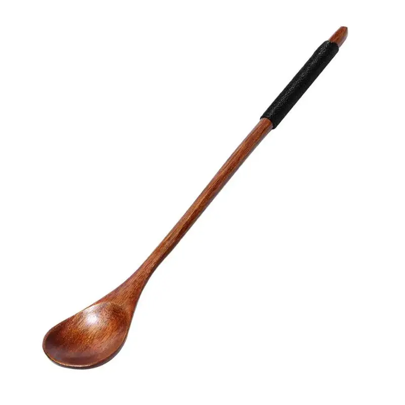 Новые деревянные ложки большой длинной ручкой ложка детская столовые приборы: деревянные ложки и десертная ложка для риса, супа кофр Чай смешивание посуда - Цвет: (Old Paint Black)