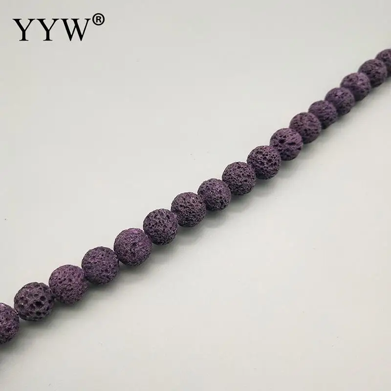 dark violet 6, 8, 10 мм, разноцветные бусины из лавы, бусины из вулканического камня, свободные бусины-разделители для изготовления браслетов своими руками - Цвет: dark violet