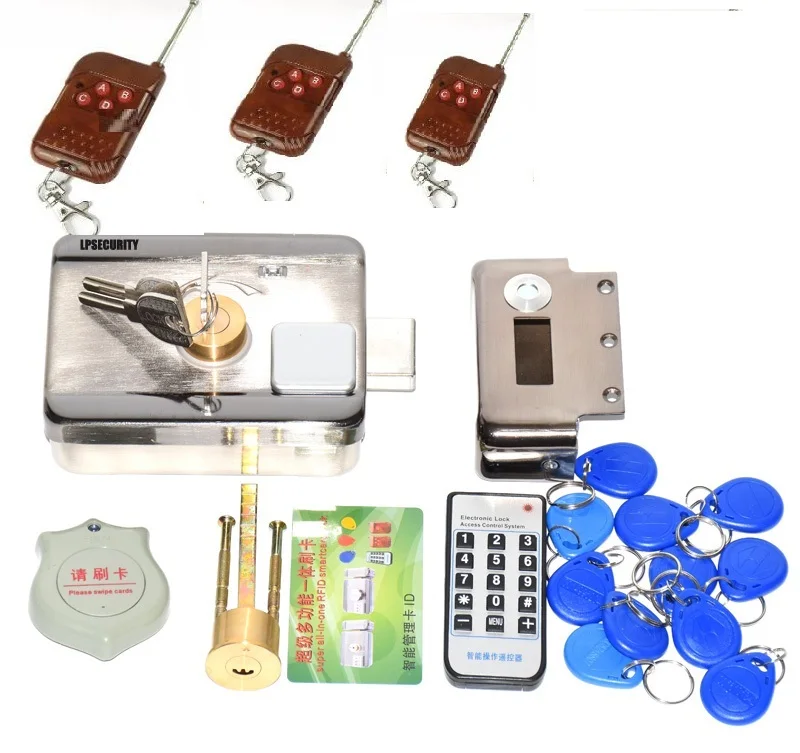 kit 4 3 remotes Открытый пульт дистанционного управления 10 тегов электрический замок и замок для ворот система контроля доступа электронный интегрированный RFID дверной обод замок - Цвет: kit 4 3 remotes