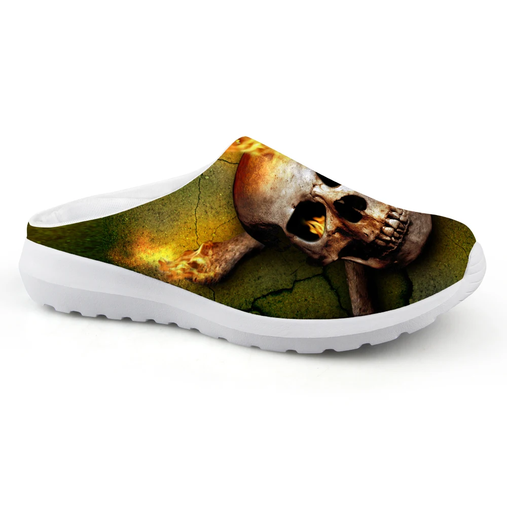 Сандалии мужские с черепом дышащие сетчатые тапки плоская подошва Повседневная