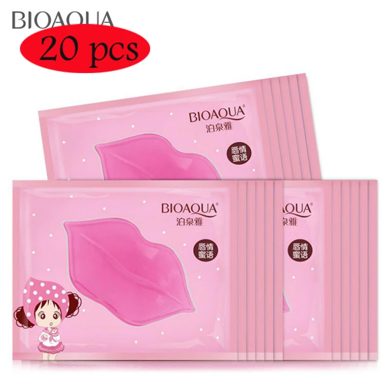 20pcs BIOAQUA питательные увлажняющие 10/20/30 шт Помада для губ гелевая маска для ухода за увлажнение восстановление удаления линий пятна осветлить линию губ коллагеновая маска для губ увлажняют - Цвет: 20pcs