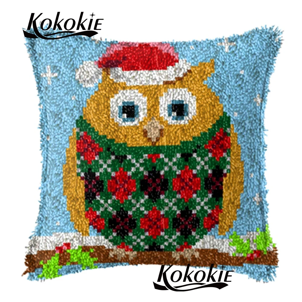 

Threads embroidery latch hook pillow Crocheting Rug Yarn DIY embroider Needlework kits Cross stitch sets sale owl print cushion