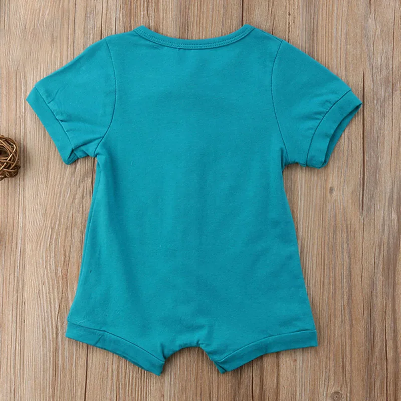 

Baby Cute Solid Color Short Sleeve Button Crawling Jumpsuit Top Outfits Clothes YH-17