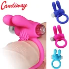 Вибратор для мужчин с задержкой вибрации, кольцо для мастурбации и усиления страсти, для стимуляции клитора, массажная утварь, кольца с кроликами