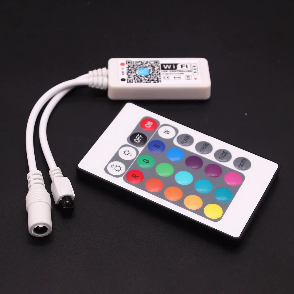 DC 12V Мини WIFI LED RGB контроллер с ИК 24Key пульт дистанционного управления со смартфона