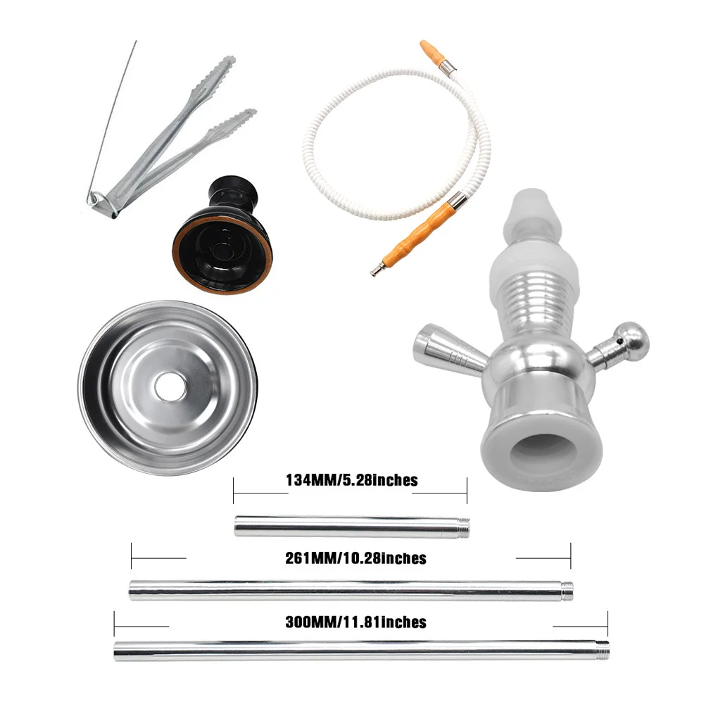 Hookah Shisha Champagne/Wine Bottle Top Hookah Stem Kit HOOKITUP Aluminum Hookah Chicha Complete Set With Bowl And Hose - Color: Silver