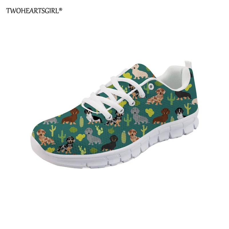 Z3669AQ Twoheartsgirl Индивидуальные Женские повседневные кроссовки Одежда для собак с принтом женская сетчатая обувь на плоской подошве дышащая обувь на шнуровке - Цвет: Z3669AQ