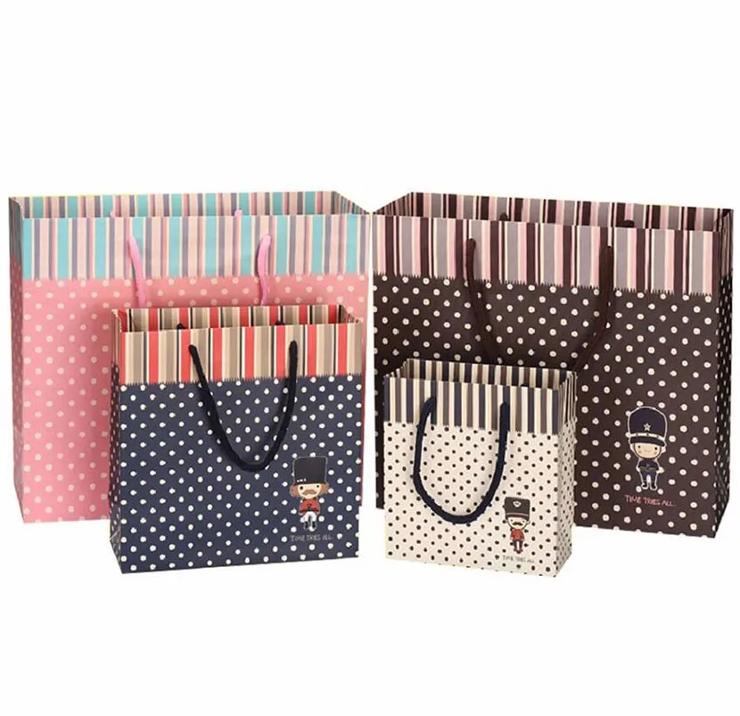 20 штук в упаковке подарочный бумажный пакет горошек с ручкой для одежды обувь