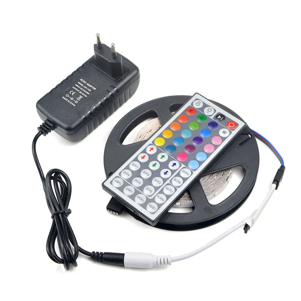 2835 SMD не водонепроницаемый RGB Светодиодные ленты свет строки 300 светодиодов 5 м лампа Клейкие ленты люмен выше, чем 3014/24 44key контроллера/3A питания