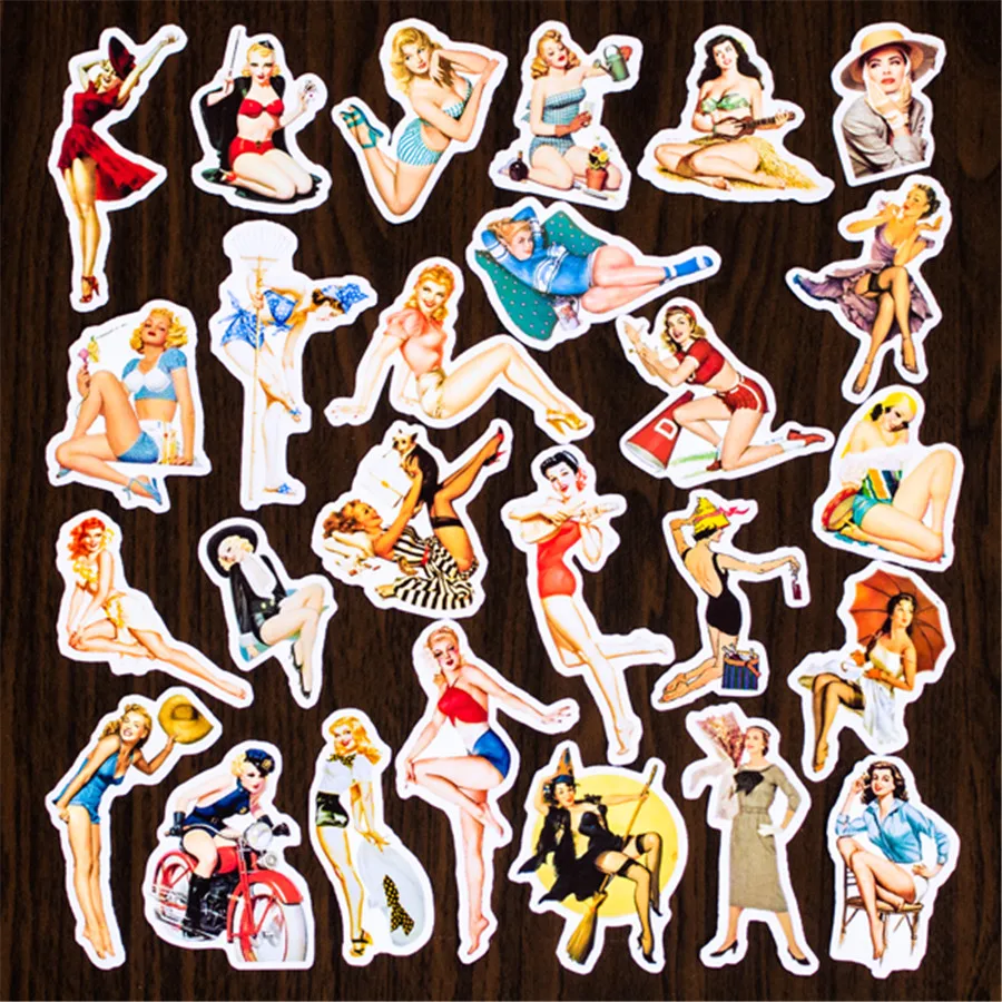 20-30 pcs bill stickers Europe and the United States retro album girl decorative beauty around scrapbooking | Дом и сад