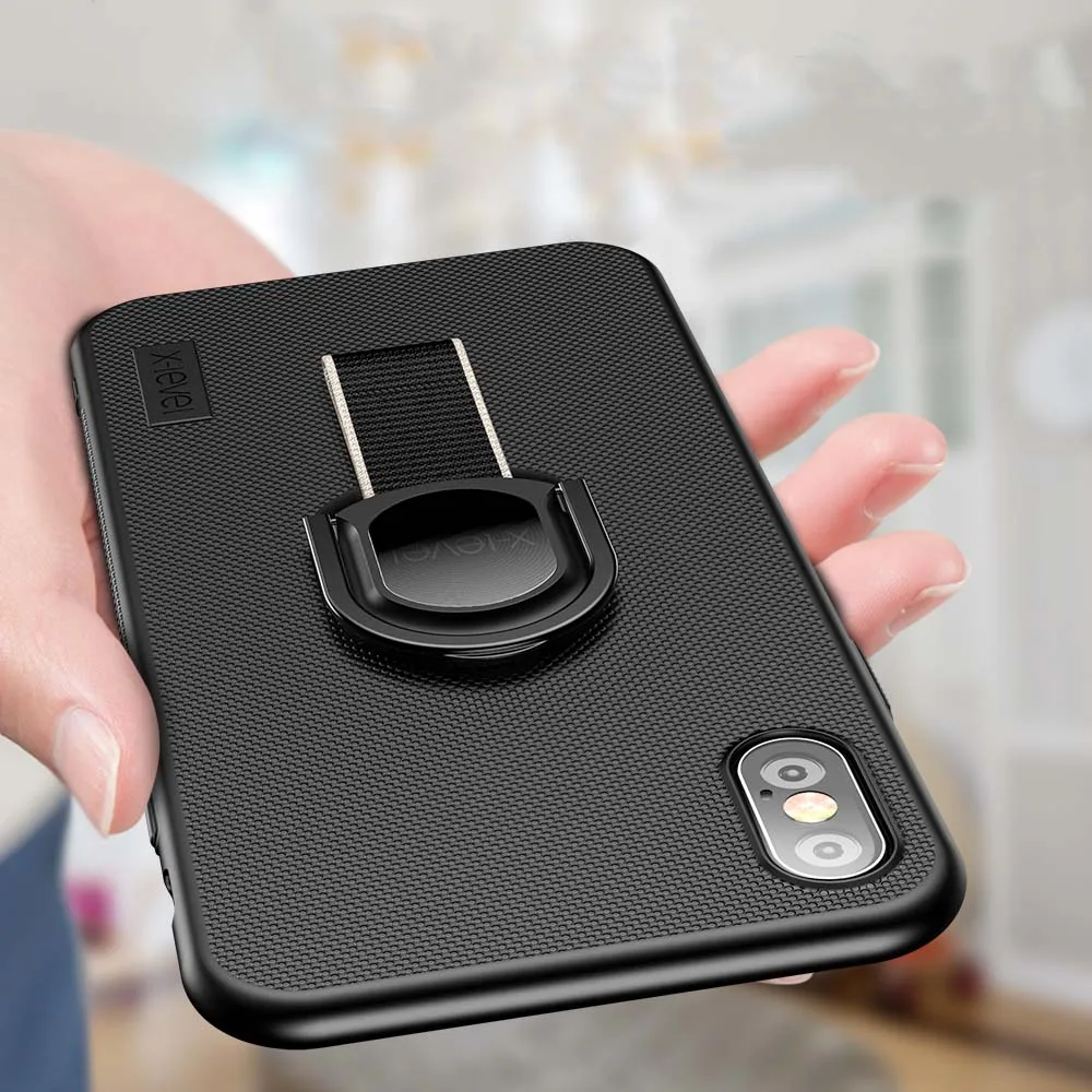 X-Level Detachable Finger Ring Stand Holder Phone Case For iPhone XS Max XR Hard PC Matte Back Cover for X 6 7 8 Plus | Мобильные