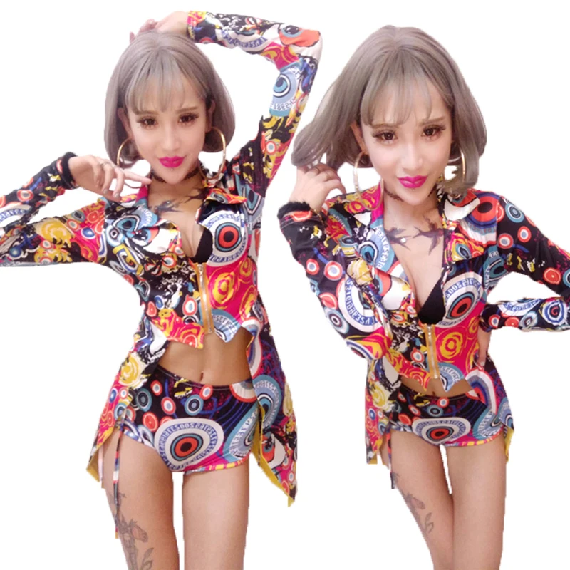 Женская одежда костюм для бара ночного клуба пикантный женский певец DJ воротник