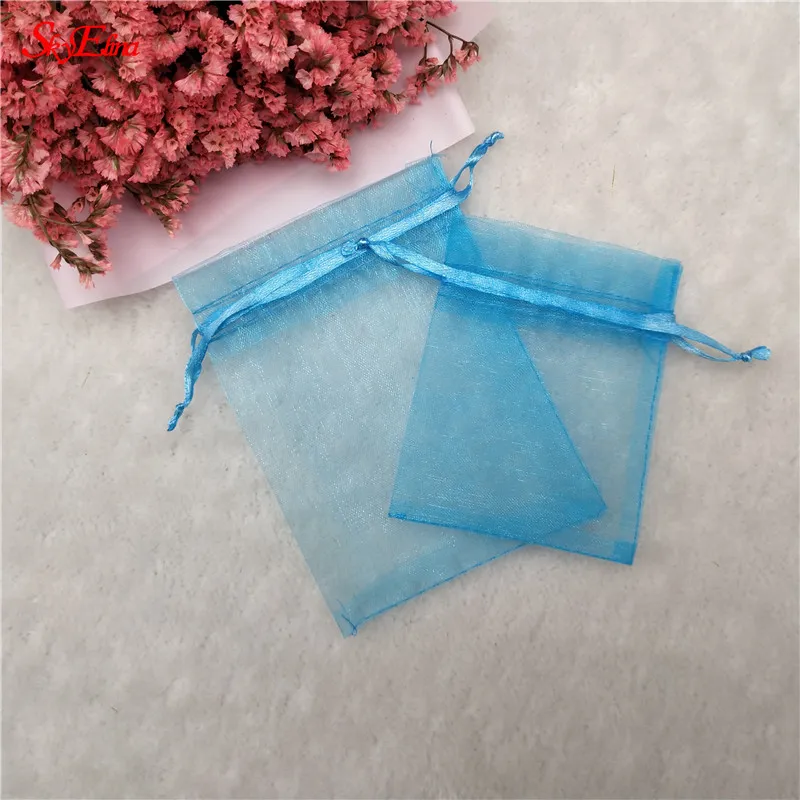lake blue 100 шт подарочные пакеты, большие сумки из органзы, упаковка, сумки для ювелирных изделий, свадебные украшения 7x9 10x15 17x23 20x30 30x40 см 5z - Цвет: lake blue