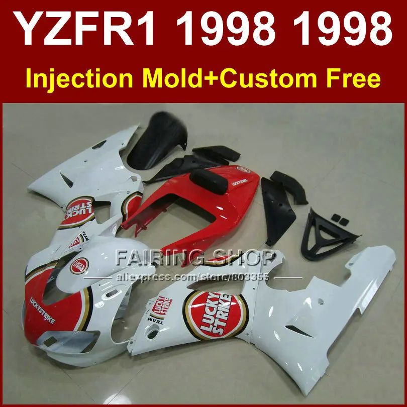 Комплект обтекателей F64D LUCKY strike для YAMAHA YZF R1 YZF1000 98 99 набор на заказ 1998 1999 белые