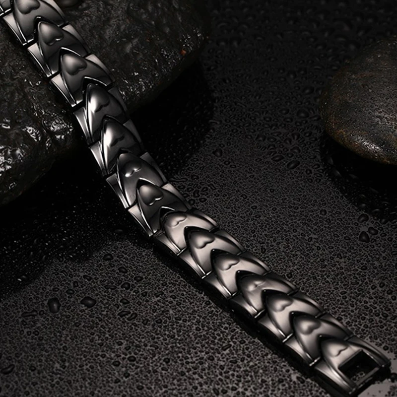 Мужской Магнитный Браслет Vinterly из нержавеющей стали с двойным сердцем 2018 |