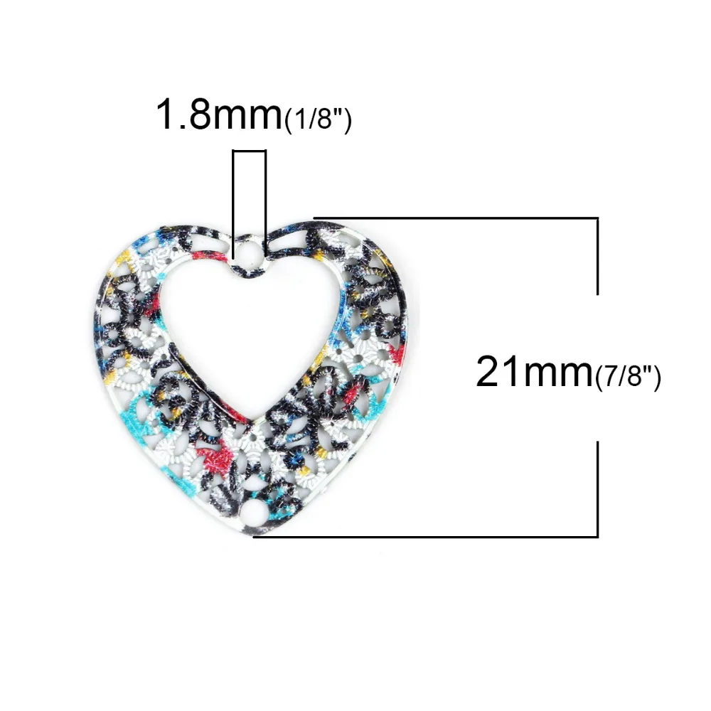 DoreenBeads 10 шт. металлический сплав живопись полые цветы разноцветные филигранные